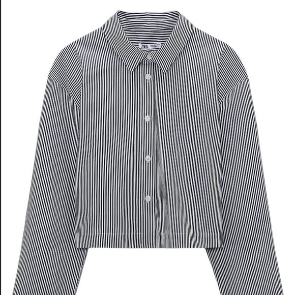 Zara Tops - ZARA Black and White Striped Cropped Shirt (Size Large) NEW WITH TAG!